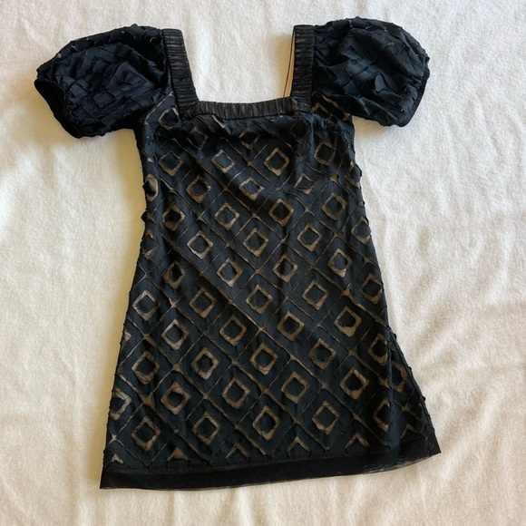 Lyndia Mini Black Fit and Flair Dress Puff-Sleeves Size 8 - Picture 12 of 12